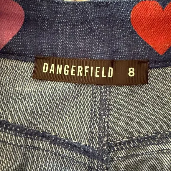 DANGERFIELD | Skipped a Beat Multicolor Heart Print Wide Leg Jeans | Size 8 - Picture 7 of 7